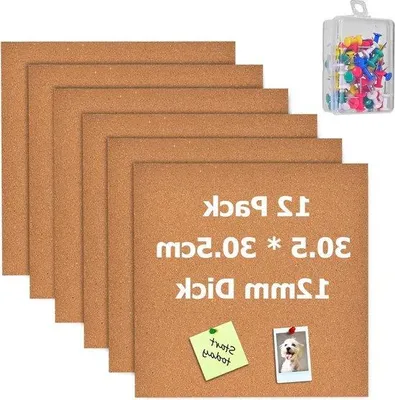 Produktbild von Famanu Korktafel 30 x 30 cm - selbstklebend, 12 mm dick, 12 Stück