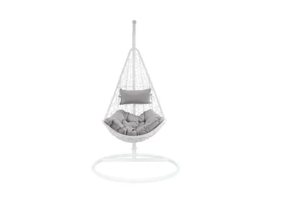 Produktbild von Hängesessel - Polyrattan - Weiß mit grauen Kissen - OROSI von MYLIA