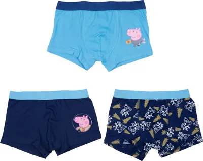 Produktbild von Peppa Wutz Boxershorts für Jungen Kinder Unterhose Unterwäsche Blau (3er Pack), Größe:110-116