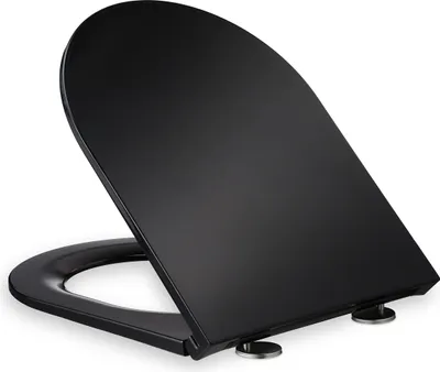 Produktbild von Relaxdays Toilettendeckel mit Absenkautomatik & Quick Release, 36 x 45 cm, Duroplast, Montage von oben, D-Form, schwarz