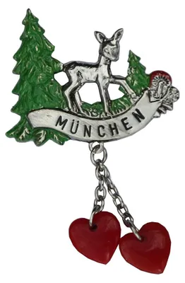 Hutanstecker Rehkitz mit Tanne und Herzen von Hut-Breiter in bunt