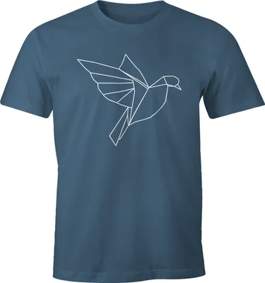 Produktbild von Herren T-Shirt Polygon Origami Vogel Bird Moonworks® denim S