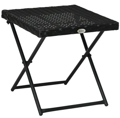 Produktbild von Polyrattan Balkontisch, klappbar, Stahlrahmen, pflegeleicht, 40x40x40 cm, Schwarz