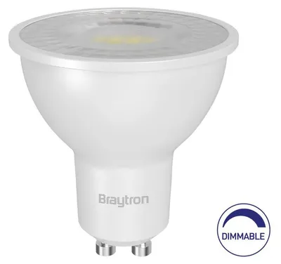 Obrázok produktu pre 10 ks LED žiaroviek Braytron GU10, stmievateľné, 6 W, teplá biela (3000 K), 530 lm, reflektor GU10, náhrada za 70 W žiarovku