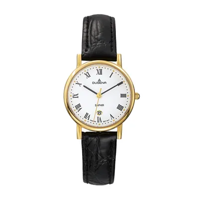 Obrázok produktu pre Dámske náramkové hodinky DUGENA 4460366 Zenit, quartz, biely ciferník, puzdro z nehrdzavejúcej ocele, zafírové sklíčko, kožený remienok, spona s kolíkom, 3 bar