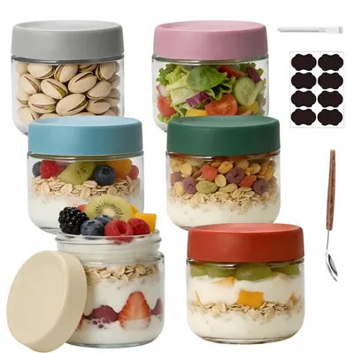 6er-Set Einmachgläser 300 ml mit Schraubdeckel, Meal Prep