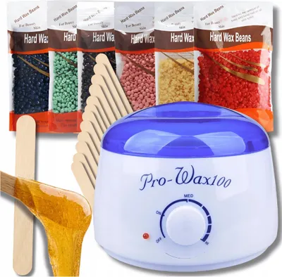 Produktbild von OMNA | Sada ohrievačov vosku Pro Wax 100W - 6x tvrdý vosk a 100 drevených tyčiniek - na účinnú epiláciu