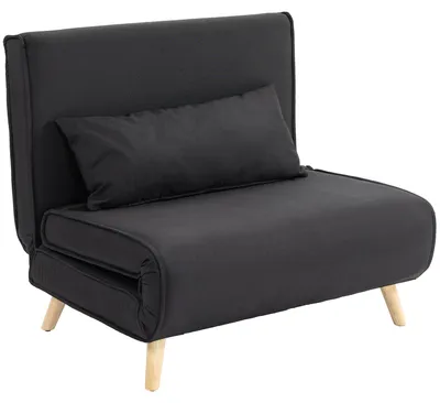 Produktbild von Einzelsofa klappbar, Schlafsessel mit Bettfunktion, Leinenimitat, Schwarz | bis 350 kg | 6-stufig 100°–180° | 94 x 78 x 80 cm