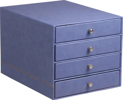 Produktbild von Rhodia Schubladenbox mit 4 Laden Kunstleder 24,8x32 ,7x22,8cm - Saphir 318868C