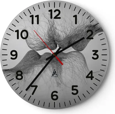Produktbild von Wanduhr - Rund - Glasuhr - Kuss Liebe Paar - 40x40cm - Schleichendes Uhrwerk - Lautlos - zum Aufhängen bereit - Dekoration Modern - Wanddekoration aus Glas - C4AR40x40-4967