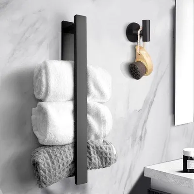 Image de Support de baignoire en acier inoxydable, 40 cm, noir mat