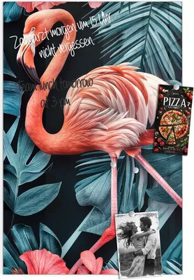 Produktbild von Magnettafel 40x60cm Pinnwand Whiteboard beschreibbar - Flamingos und Blumen