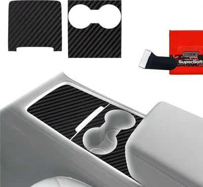 Produktbild von 2in1 Schutzfolien für Mittelkonsole - Tesla Model 3 (2021-2025) Carbon Optik Matt Antifingerprint Grizz Protector