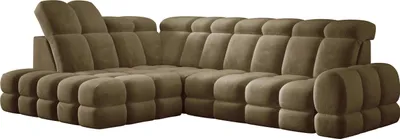 Produktbild von DomoHome Ecksofa Tollo Olivgrün Salvador-Stoff Linke Seite 302x217x105 cm, L-Form Sofa mit Schlaffunktion, Bettkasten 120x85x17 cm, Elektrisch Verstellbar