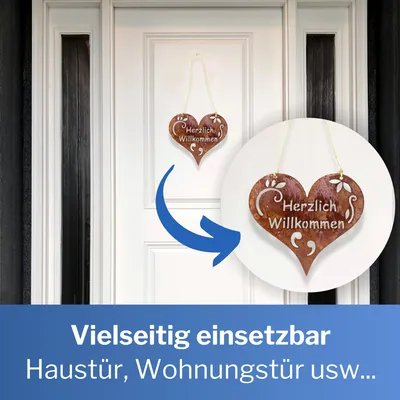 Produktbild von Herzlich Willkommen Schild Türschild Willkommensschild hängend 26 cm 350g