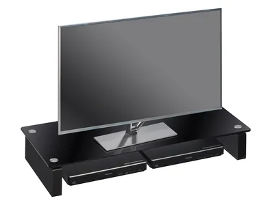 Produktbild von MAJA Möbel TV-Board Schwarz – Glas TV-Tisch, ESG-Sicherheitsglas, Lowboard, Fernsehtisch, Monitorerhöhung, modernes Design, stabil & geräumig 82 cm