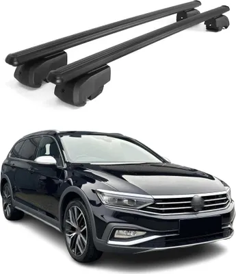 Image de Barres de toit Transversales pour VW Passat Alltrack 2015-2023 Alu Noir ABE
