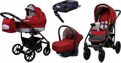 Produktbild von BabyLux® Largo | 4in1 Kinderwagen Set | Chili Silver | Kombikinderwagen | Kinderwagenset | Isofi