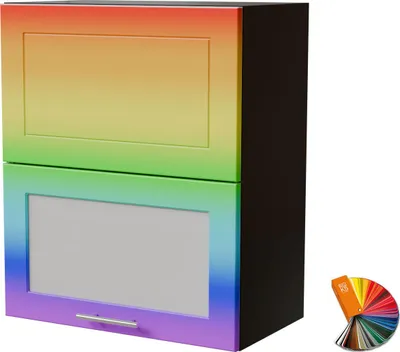 Produktbild von Küchenklapphängeschrank BARI 60cm Hochfaltklappe Glas Farbe wählbar BA-W8BS/60-AV RAL Wunschfarbe matt (K5) schwarz