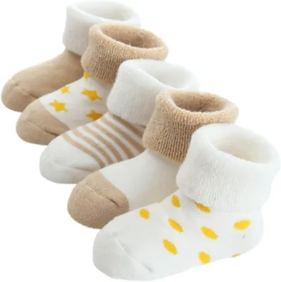 Imagen del producto de 5 pares de calcetines de invierno para bebé, unisex, gruesos, térmicos, de algodón