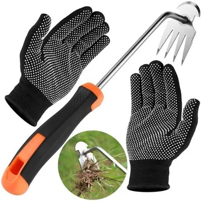 Zdjęcie produktu dla Wyrywacz do chwastów z trzonkiem stal nierdzewna ergonomiczny dla ogrodnika
