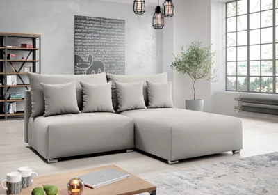 Image de AX LIVING Canapé d'angle avec fonction sommeil Ederra largeur 208 cm - gris clair D