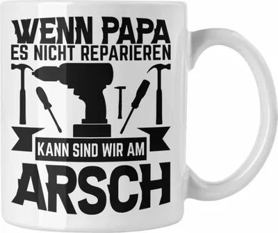 Produktbild von Trendation - Papa Geschenk Tasse Vatertag Wenn Papa Es Nicht Reparieren Kann Geschenkidee Bester Papa Vater (Weiß)