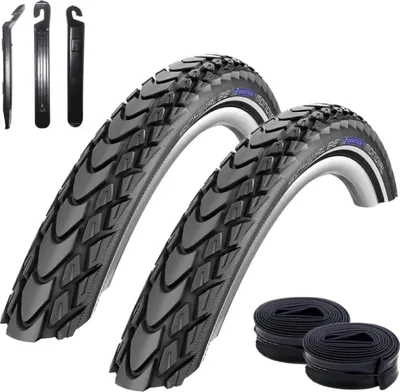 Zdjęcie produktu dla 2 x opony rowerowe Schwalbe Marathon Mondial Performance RaceGuard E-25 37-622 (28 x 1,40") + dętki Schwalbe AV17 wraz z łyżkami do opon