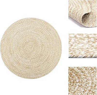 Image de vidaXL Tapis Fait main Jute Blanc et Naturel 90 cm - Tapis
