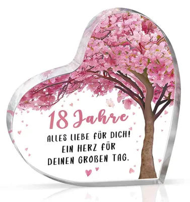 Immagine prodotto di Portachiavi in acrilico a forma di cuore, per il diciottesimo compleanno, colore rosa, dimensioni 10x10x0,6 cm