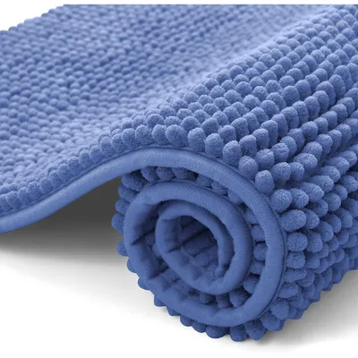 Image de Tapis de bain en microfibre antidérapant, 50x80 cm, bleu bleuet, absorbant, lavable