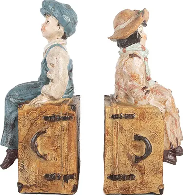 Produktbild von Clayre & Eef Buchstützen 2er-Set Kinder 19x10x22 cm Braun Kunststoff
