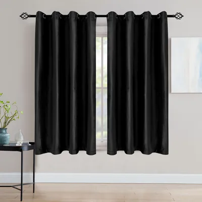Produktbild von Topchances 2 Stück Samtvorhänge für Wohnzimmer, Blickdicht Thermogardine Ösenvorhang für Schlafzimmer B 107cmx H 160cm,Schwarz