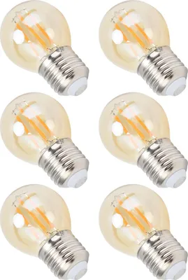 Zdjęcie produktu dla 6 sztuk żarówek LED w stylu vintage, szkło w kolorze złotym, z możliwością ściemniania, G45 E27, 4 W, żarnik, ciepłe białe światło, 360 lm