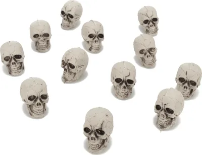 Image de Mini crâne d'Halloween 3cm set de 12 pièces blanc - taille unique