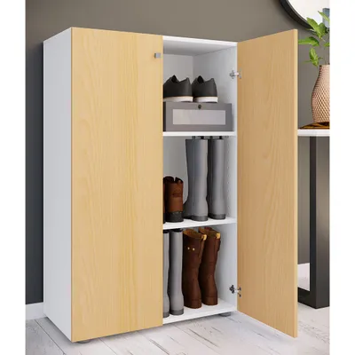 Produktbild von VCM XL Holz Großer Schuhschrank Schuhregal Groß Stiefel Dielenmöbel Lona 3 Fächer
