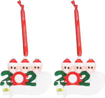 Produktbild von 2 Stück 2020 Weihnachtsornament, personalisierte Gesichtsbedeckung zum Aufhängen, Heimdekoration, Familiengeschenke