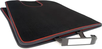 Image de Tapis de sol pour poids lourds Scania à partir de 2017 S R Tuning Accessoires Tapis de sol pour cabine de conduite, velours noir, bande décorative rouge