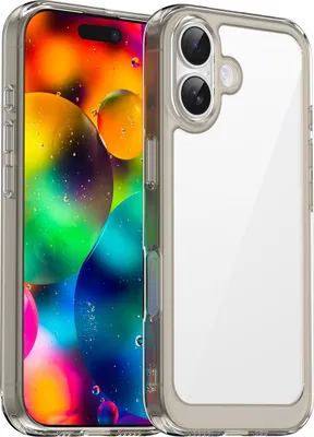 Immagine prodotto di Custodia per iPhone 17 trasparente, custodia protettiva in silicone TPU antiurto grigio titanio