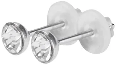 Produktbild von 1 Paar Damen Ohrstecker Edelstahl 316L Ohrringe mit Kristall Elements Weiss 4mm ESBJ-M-CZ