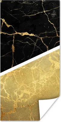 Produktbild von MuchoWow® Poster Marmor - Schwarz - Gold 20x40 cm - Plakat - Foto
