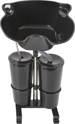 Produktbild von Tragbares Shampoobad, verstellbare Höhe 1,05-1,40 m, Doppelbehälterdesign, schwarz