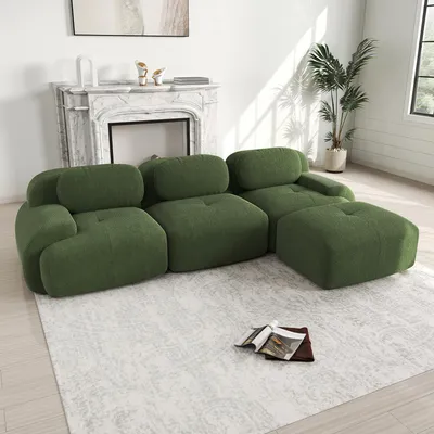 Produktbild von Clinvia Modulares sofa, Ecksofa, 3-4 Sitzer Sofa, Cordstoff Sofa, haustierfreundlich, Cord, ohne Montage, Grün