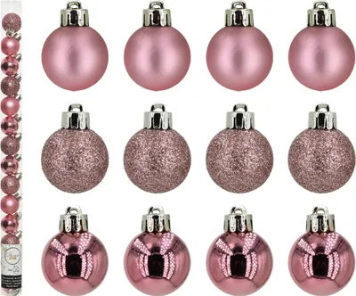 Weihnachtskugeln Kunststoff 3cm 14er Set - Lippenstiftrosa