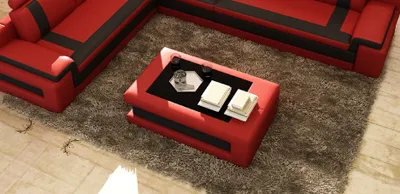 Immagine prodotto di Tavolino di design Tavolini imbottiti per il soggiorno Tavolino da divano moderno in pelle