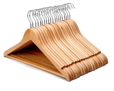 Produktbild von Holz-Kleiderbügel mit rutschfester Hosenstange, 45 cm, 10 Stück