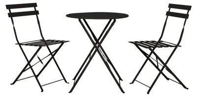 Produktbild von Café-Set schwarz 3-teilig, 2 Stühle (H 80 cm), 1 Tisch (H 71 cm, B 60 cm, T 60 cm)
