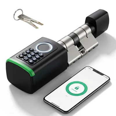 Produktbild von Fingerabdruck Türschloss mit APP-Steuerung, Digitaler Schließzylinder 60-80mm, PIN-Code, Bluetooth und Notschlüssel