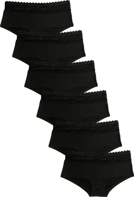 Produktbild von Fabio Farini - 6 Stück Frauen Unterwäsche - Damen Hipster Slip mit hoher Spitze am Bund und niedriger Leibhöhe