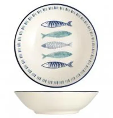 Immagine prodotto di H&H Set 12 Piatti Fondi Sardinas In Stoneware Decorato Cm 20,5